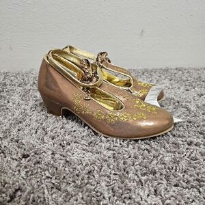 Disney Elena of Avalor Girls Dress Shoes Gold Embroidered Princess Heels Size 13